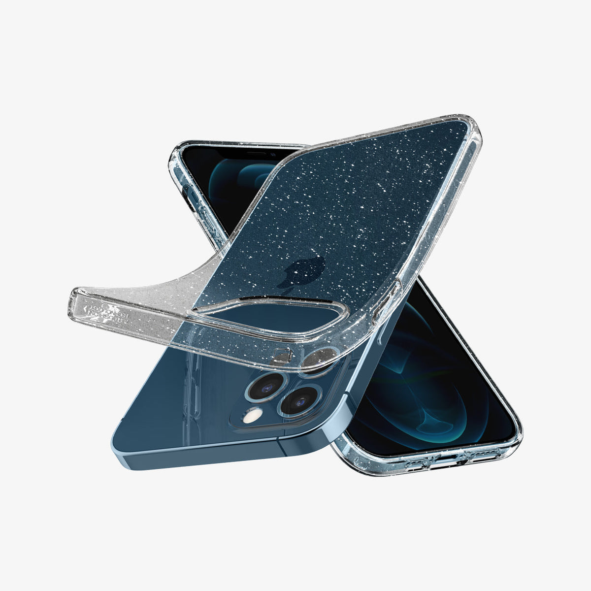 Custodia mini Spigen per iPhone 12 con glitter a cristalli liquidi