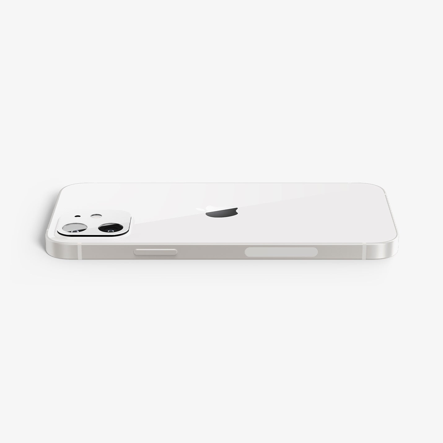 AGL02461 - iPhone 12 Mini Optik Lens Protector in White showing the back and partial side of the device with lens protector installed