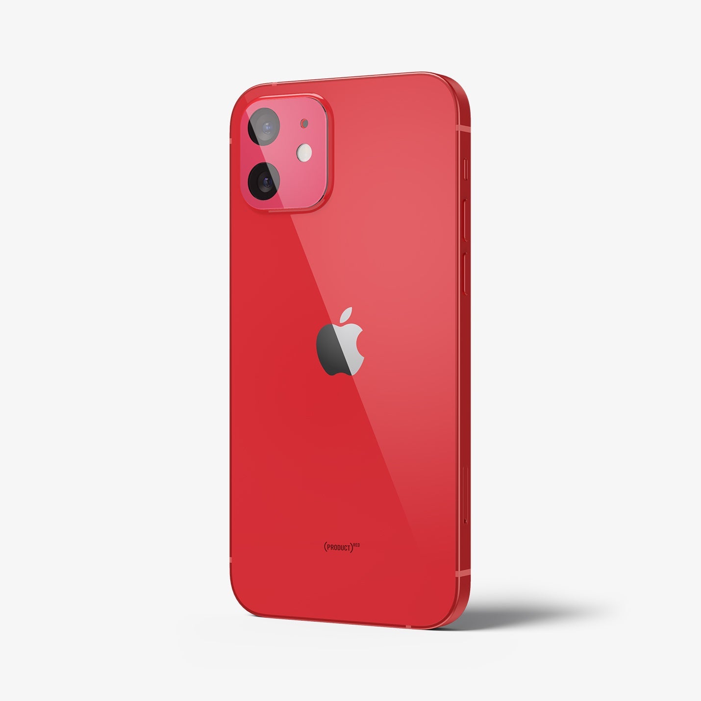 AGL02472 - iPhone 12 Optik Lens Protector in Product Red showing the back of device with lens protector installed