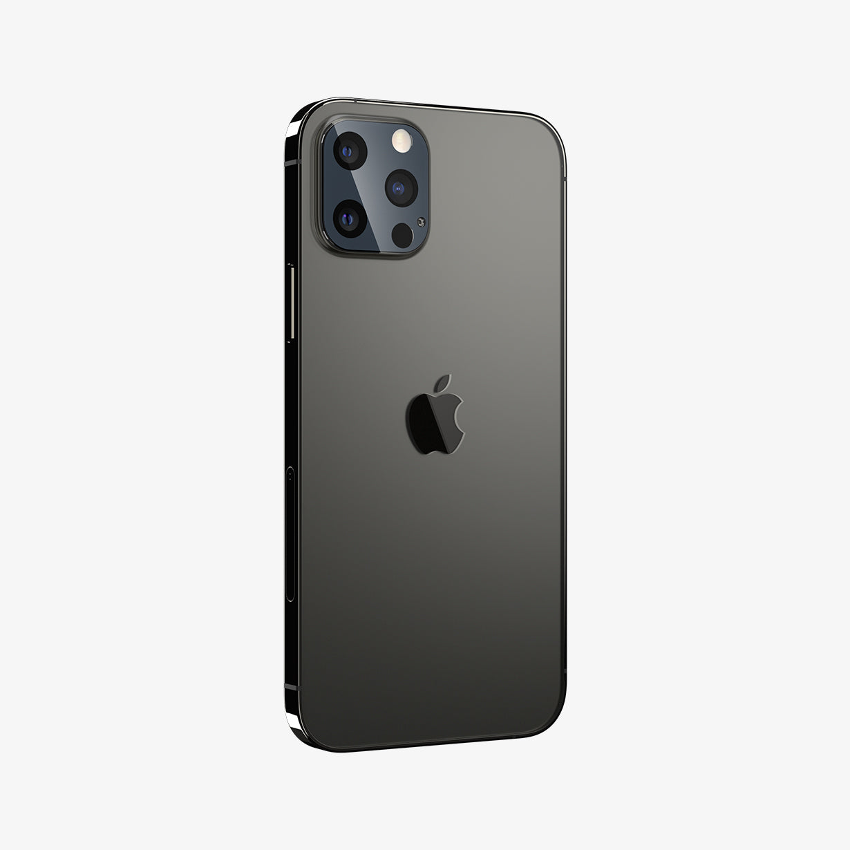 AGL02457 - iPhone 12 Pro Optik Lens Protector in Graphite showing the device and partial side with lens protector installed