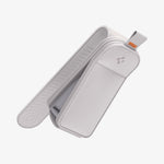 ACP08827 - Visor Leather Sunglass Holder SH101 in Gray showing the front, partial side and partial inner