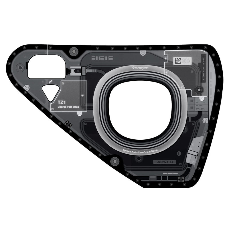 AFL07504 - Tesla Model Y & 3 Charging Port Protective Film TO420P in Black showing the front