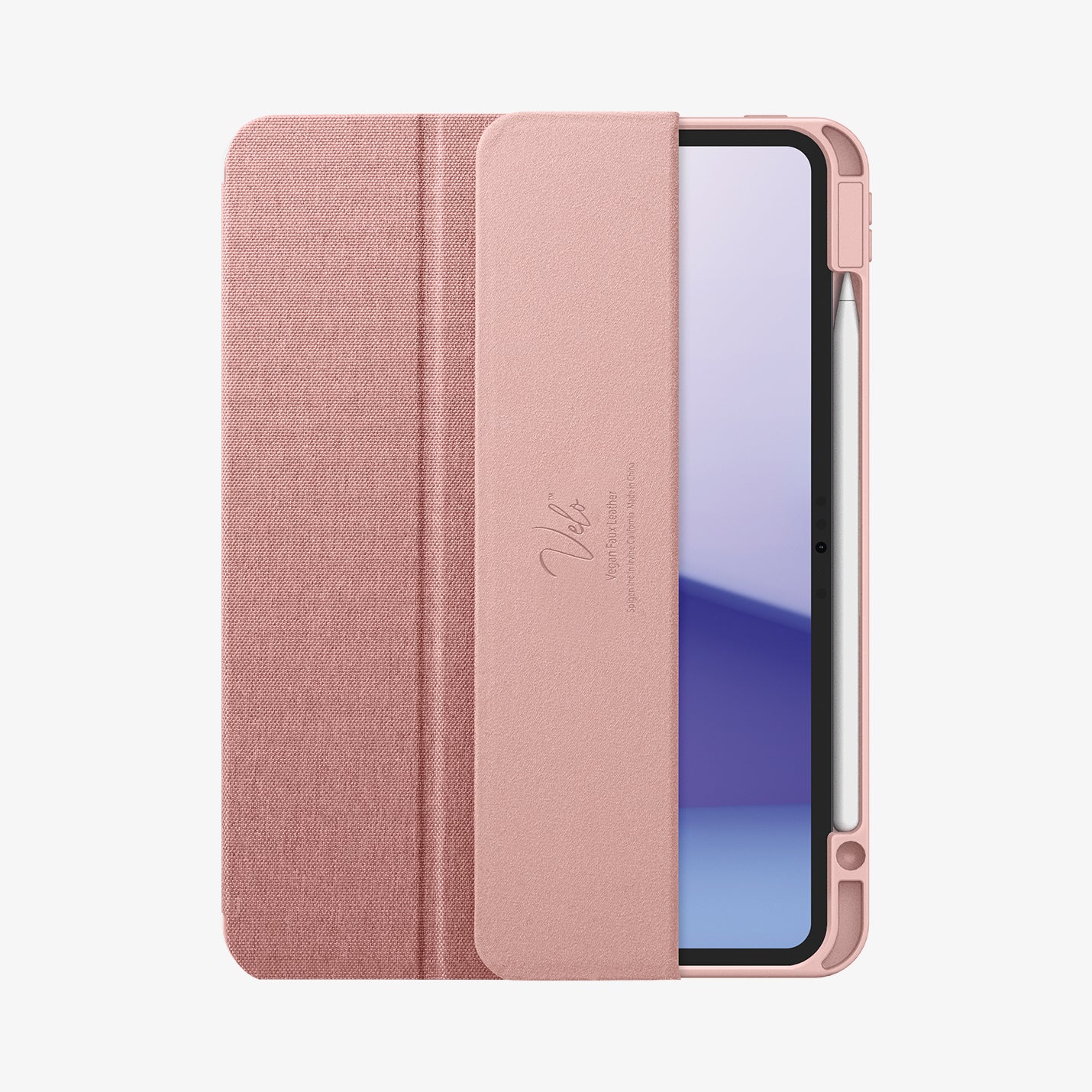 ACS07021 - iPad Pro 11-inch Case Urban Fit in Rose Gold showing the front, partially open with stylus pen