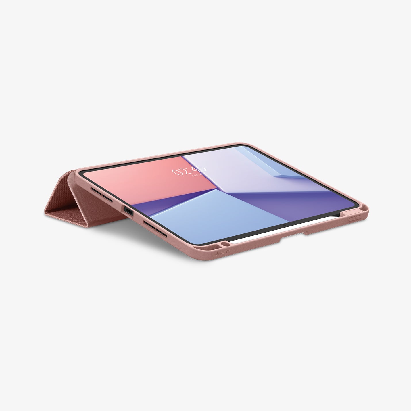 ACS07021 - iPad Pro 11-inch Case Urban Fit in Rose Gold showing the front, partial side with a folded front cover propped up behind as a stand