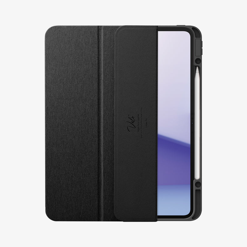 ACS07010 - iPad Pro 12.9-inch Case Urban Fit in Black showing the front, partially open with stylus pen