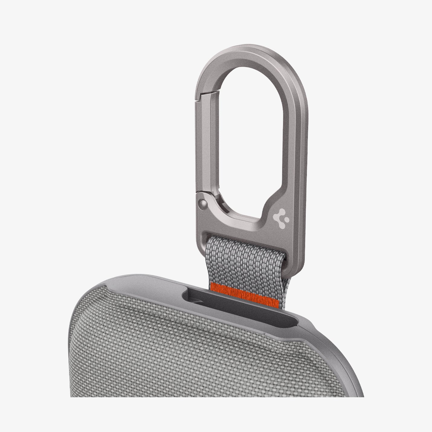 AGP08663 - Apple Vision Pro Klasden Battery Pack Holder in Silver Gray showing the carabiner