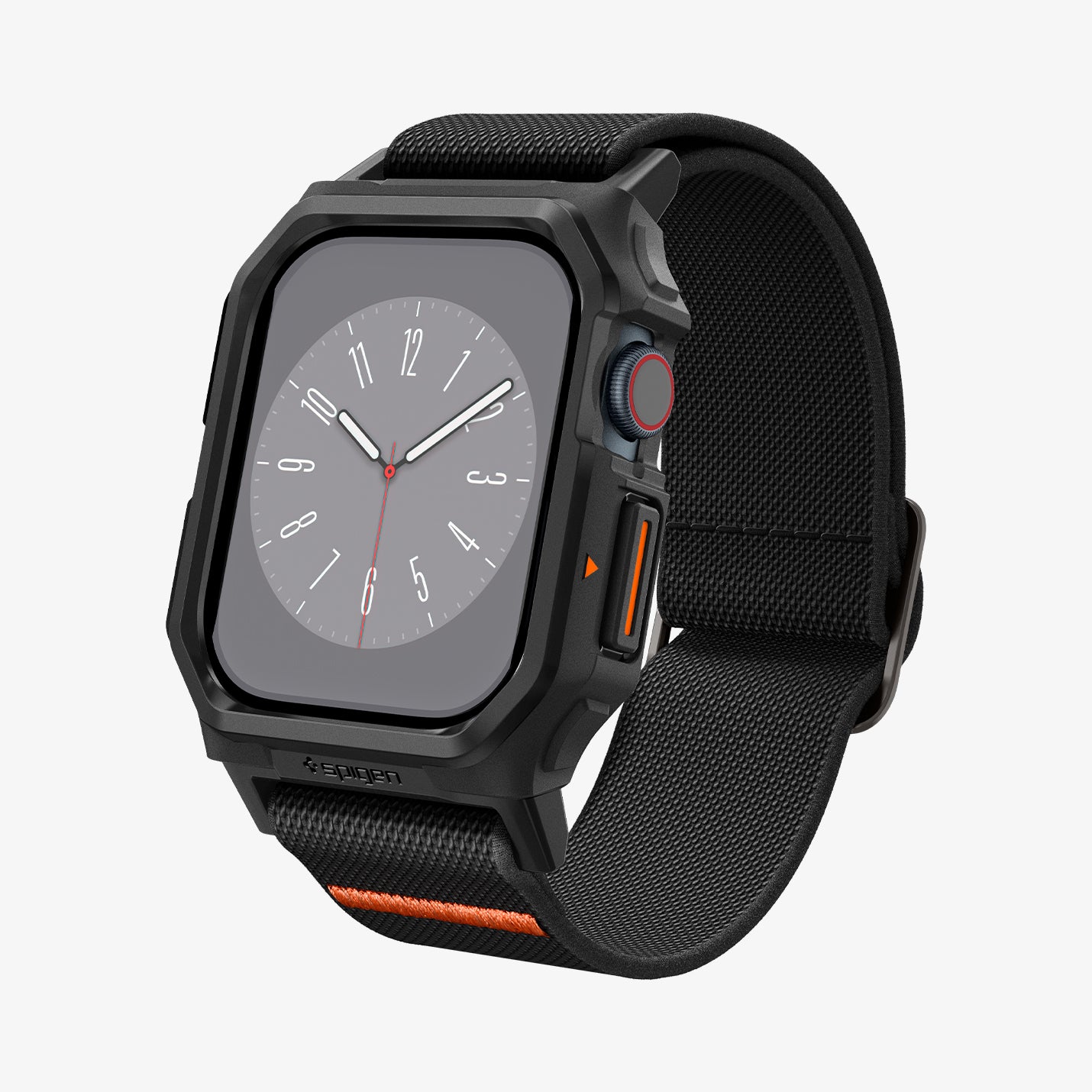 ACS08594 - Apple Watch (42mm) Case Lite Fit Pro in Matte Black showing the front, partial side, inner side and bottom