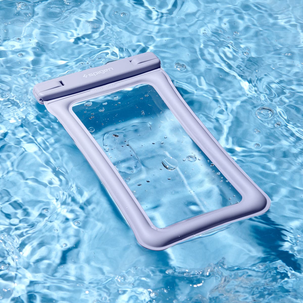 ACS06016 - AquaShield Waterproof Floating Case (2 Pack) A610 in Aqua Blue showing the front of the waterproof case floating on the surface of the water