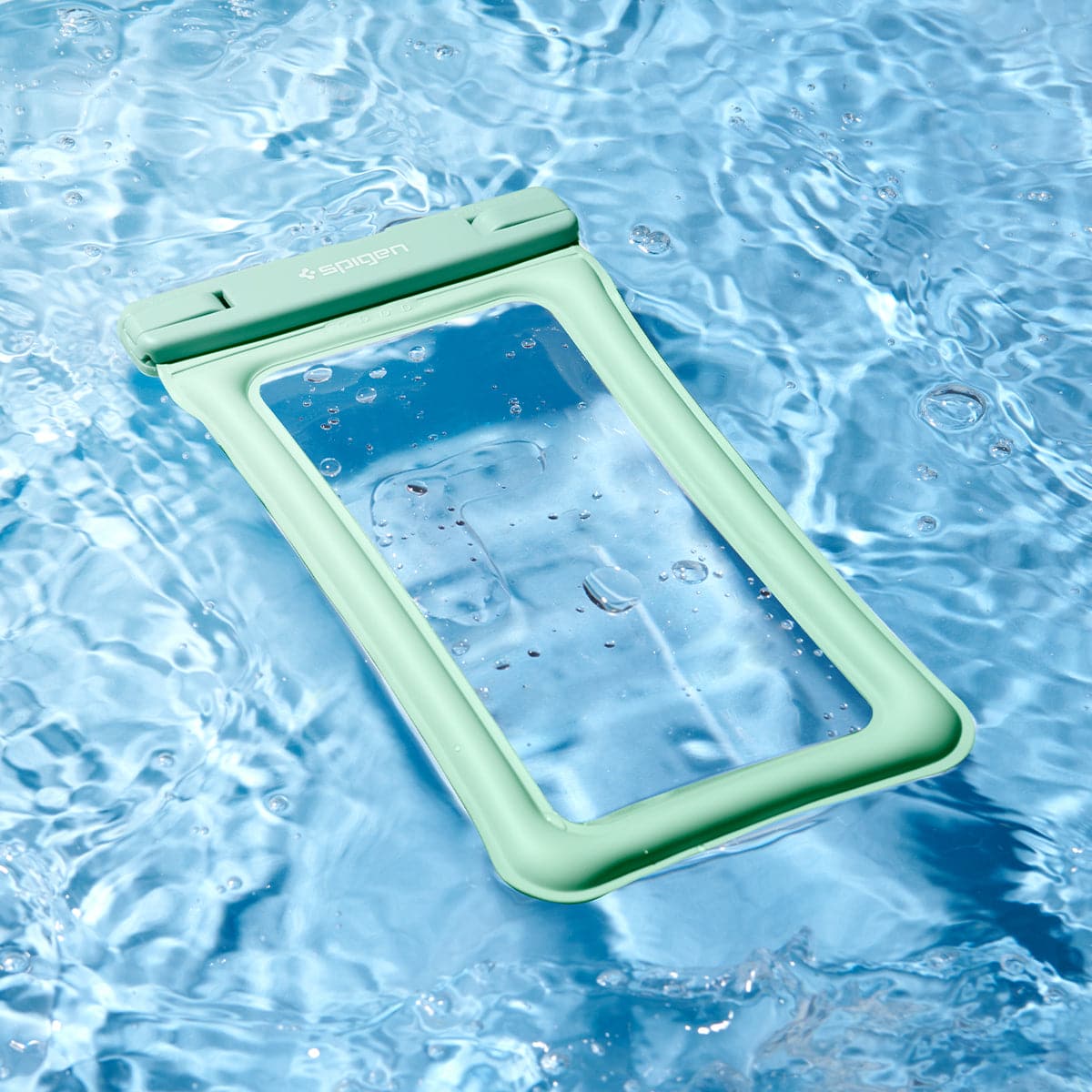 ACS06019 - AquaShield Waterproof Floating Case (2 Pack) A610 in Mint showing the front of the waterproof case floating on the surface of the water