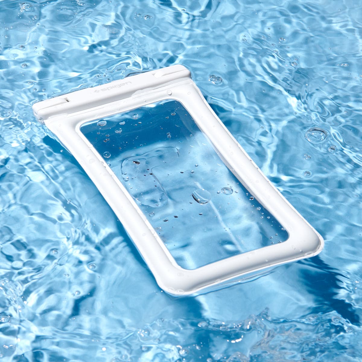 ACS06017 - AquaShield Waterproof Floating Case (2 Pack) A610 in White showing the front of the waterproof case floating on the surface of the water