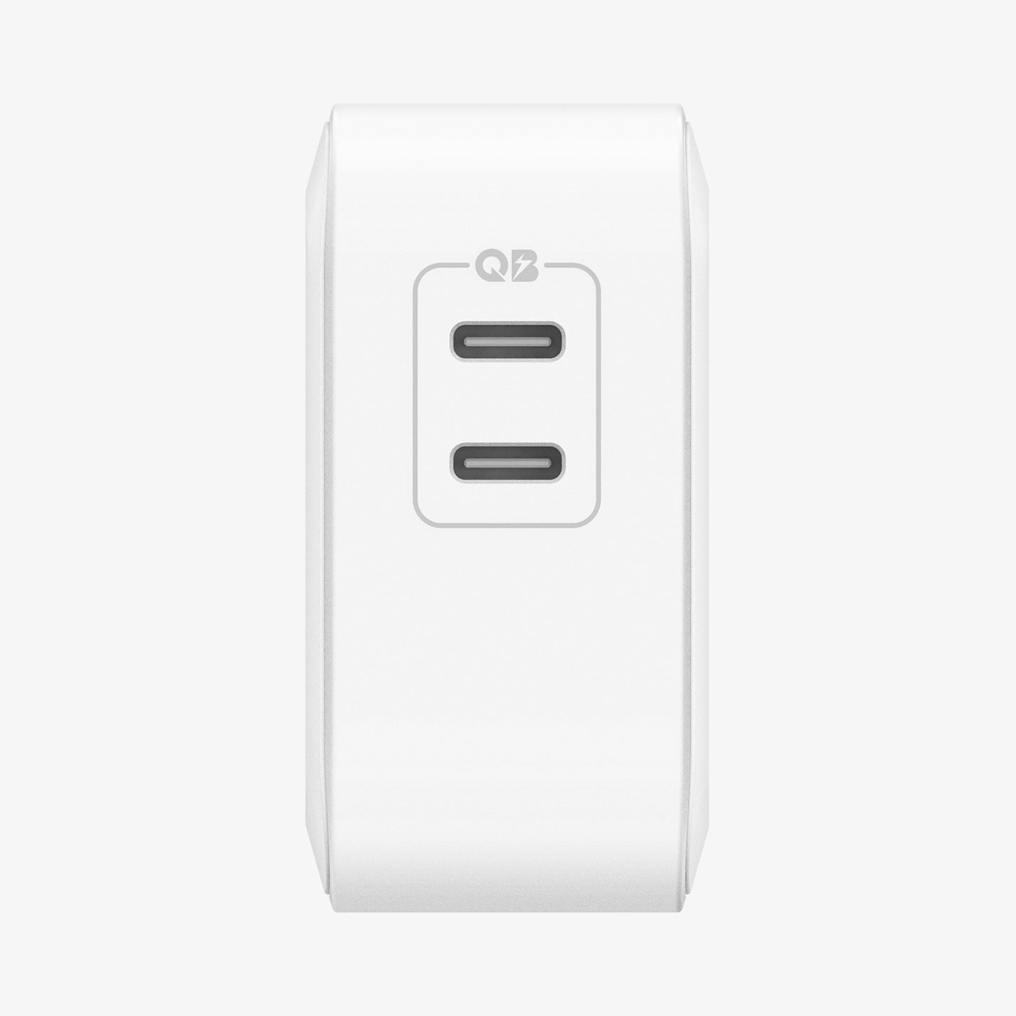 ACH02081 - ArcStation™ Pro GaN 70W Dual Port Wall Charger PE2007 in White showing the top of a charger with 2 usb c-type ports