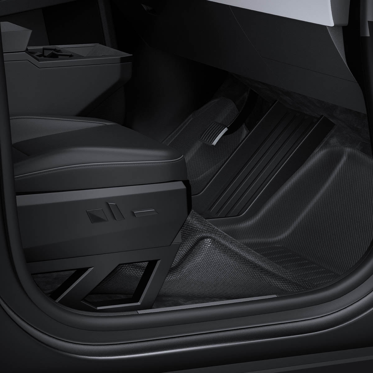 ACP08260 - Tesla Cybertruck WeatherBloc Floor Mat CLF in Black installed inside tesla