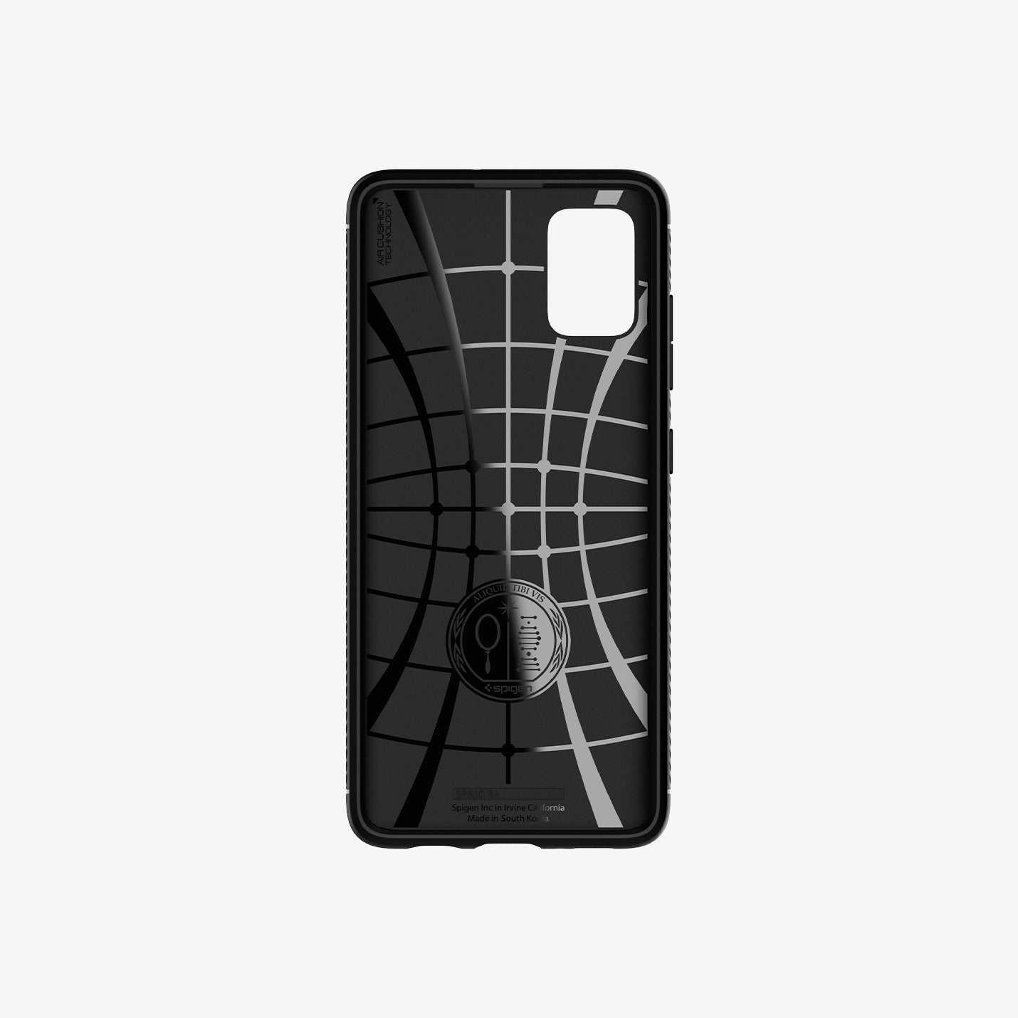 ACS00563 - Galaxy A51 Case Rugged Armor in Matte Black showing the inner case with spider web pattern