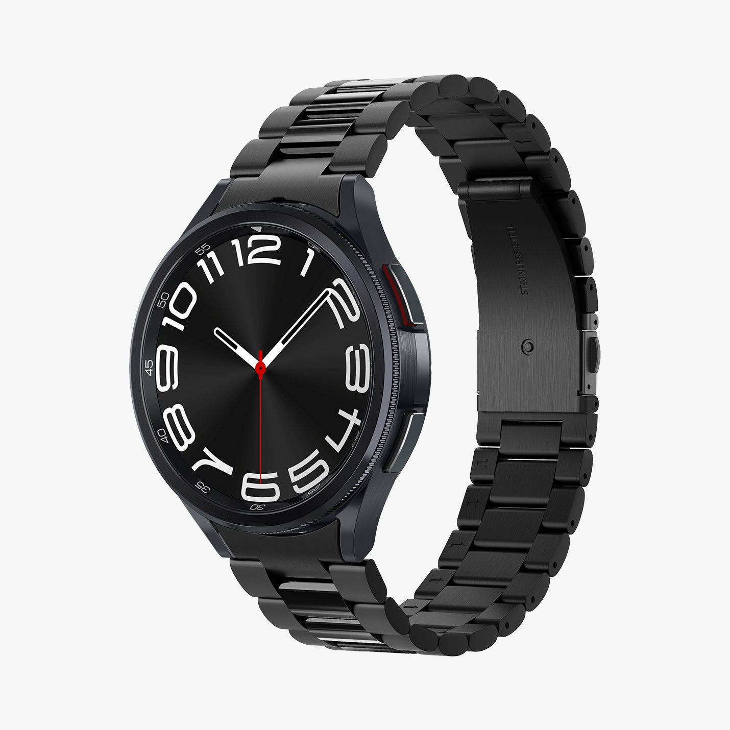 AMP06490 - Watch 6 Classic (47mm) Modern Fit 316L Band in Black showing the front, side and inner side of the watch strap