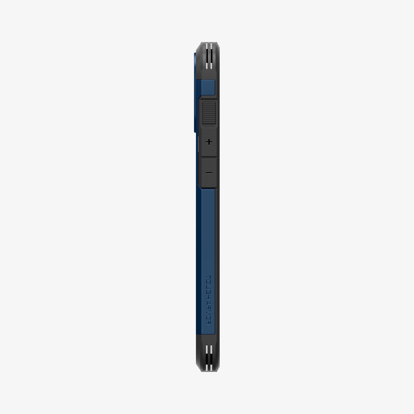 ACS08086 - iPhone 16 Plus Case Tough Armor AI (MagFit) in Navy Blue showing the side with volume buttons