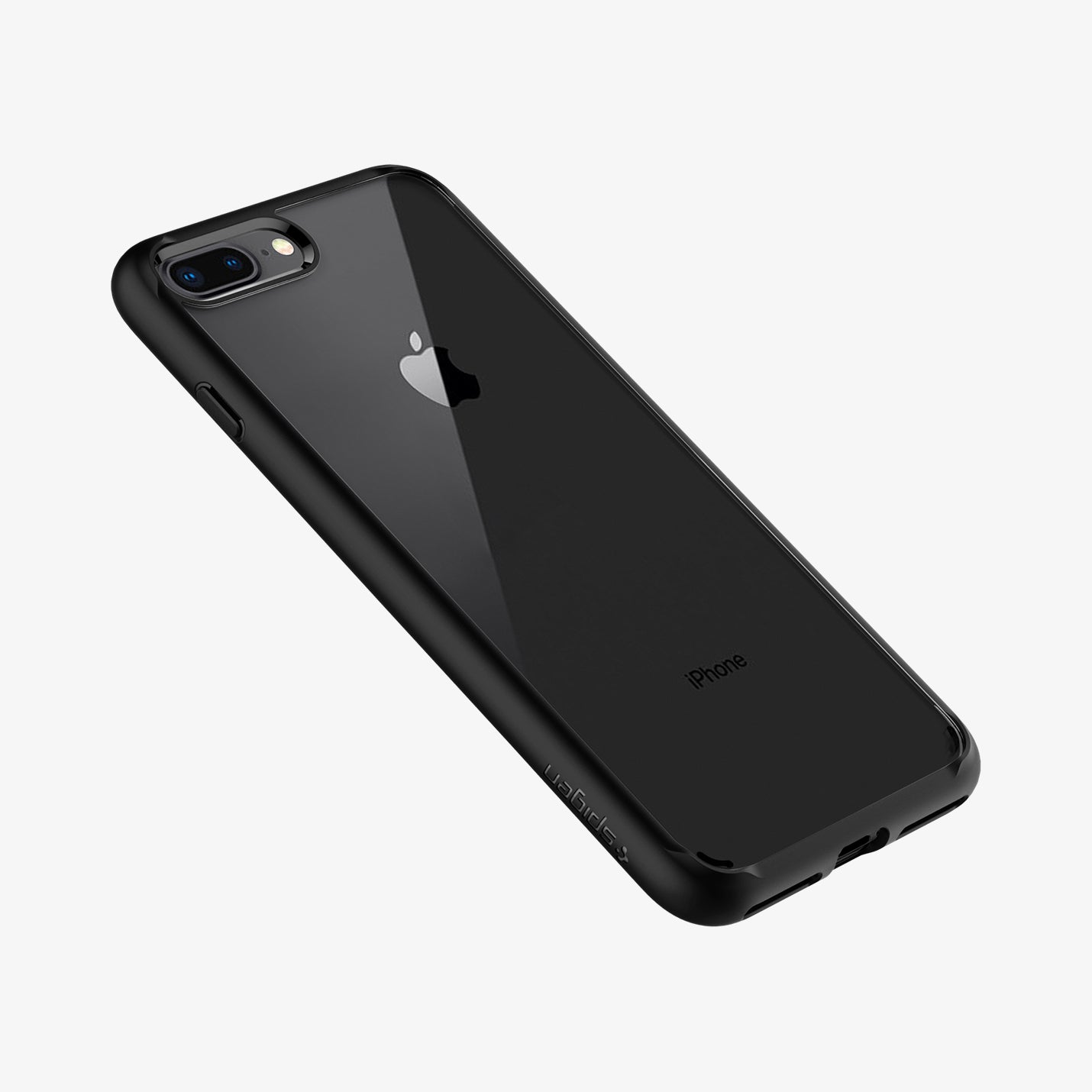 043CS21137 - iPhone 8 Plus Case Ultra Hybrid in Black showing the back, partial side and bottom