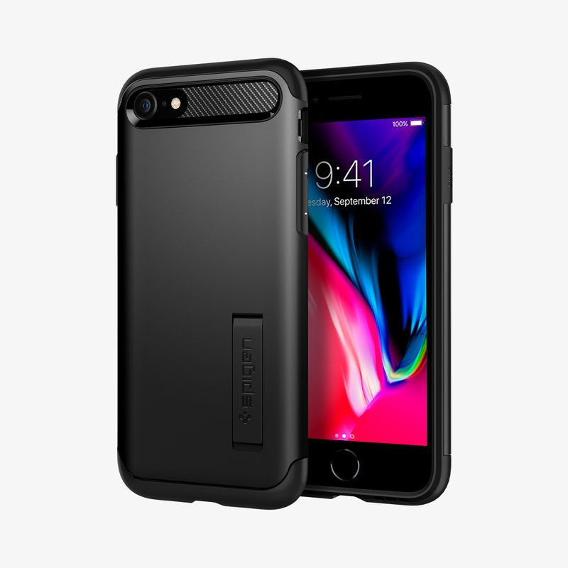ACS00886 - iPhone 8 Series Slim Armor Case in Black showing the back and partial front