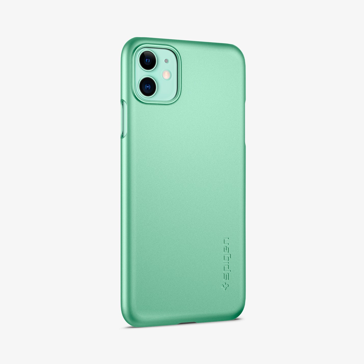 ACS00470 - iPhone 11 Series Case Thin Fit in Green showing the back and partial side