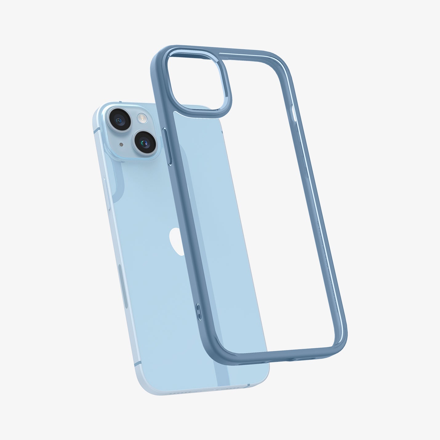 ACS05580 - iPhone 14 Case Ultra Hybrid in sierra blue showing the back with case hovering away from the device