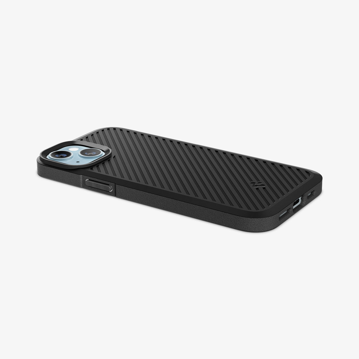 ACS06479 - iPhone 15 Case Core Armor in matte black showing the back, side and bottom