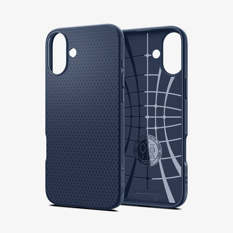 ACS08067 - iPhone 16 Plus Case Liquid Air in Navy Blue showing the back, partial inner and sides of the phone case