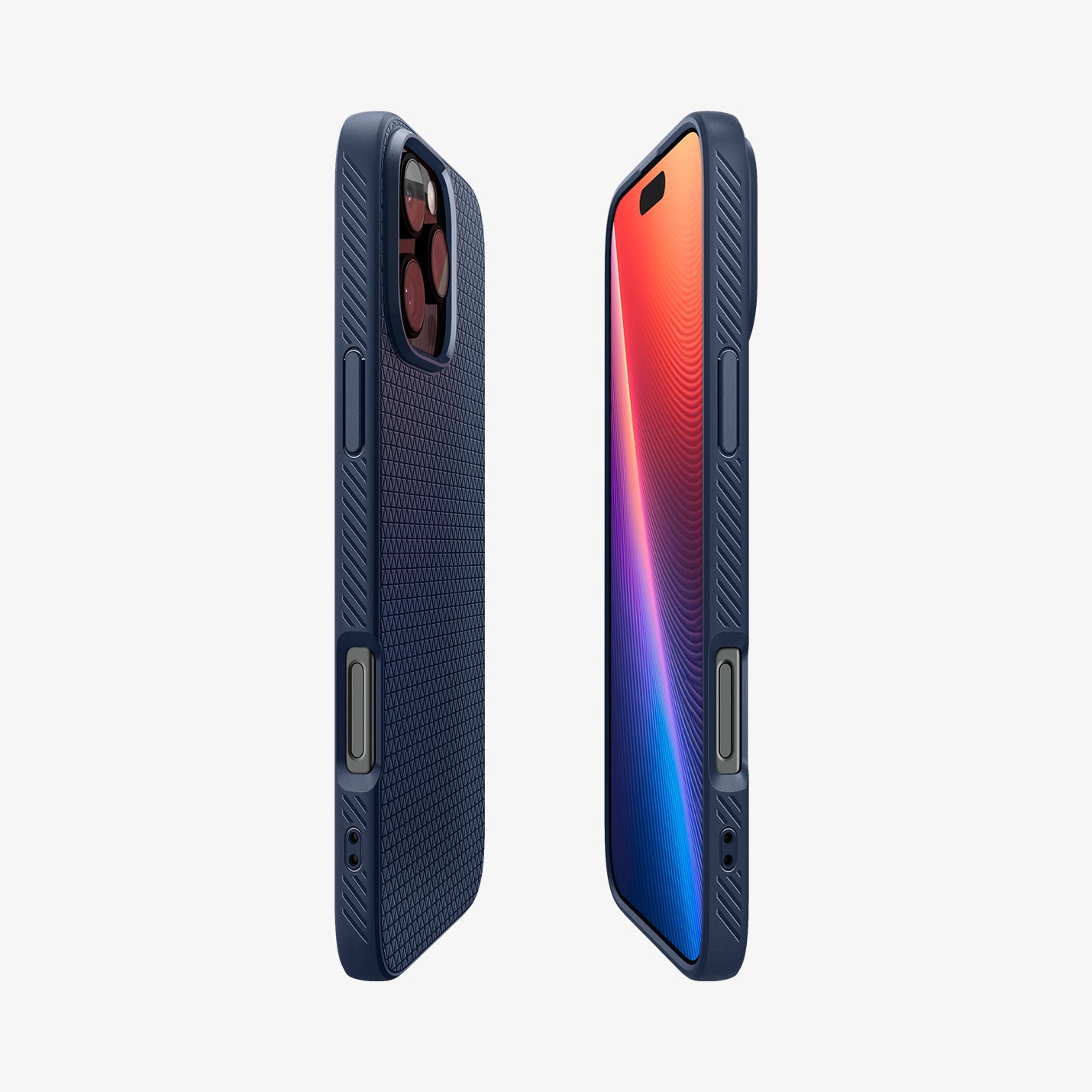 ACS08118 - iPhone 16 Pro Case Liquid Air in Navy Blue showing the partial back, partial front and sides