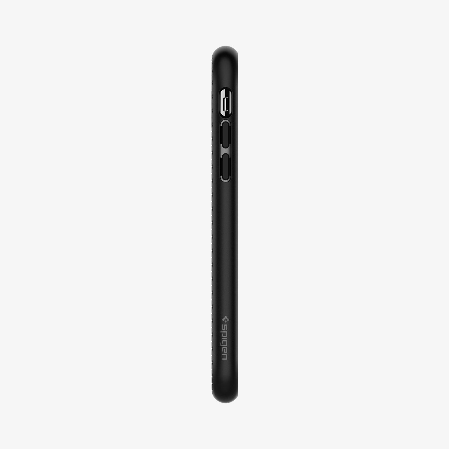 057CS22123  - iPhone XS Case Liquid Air in  Matte Black showing the side with side buttons