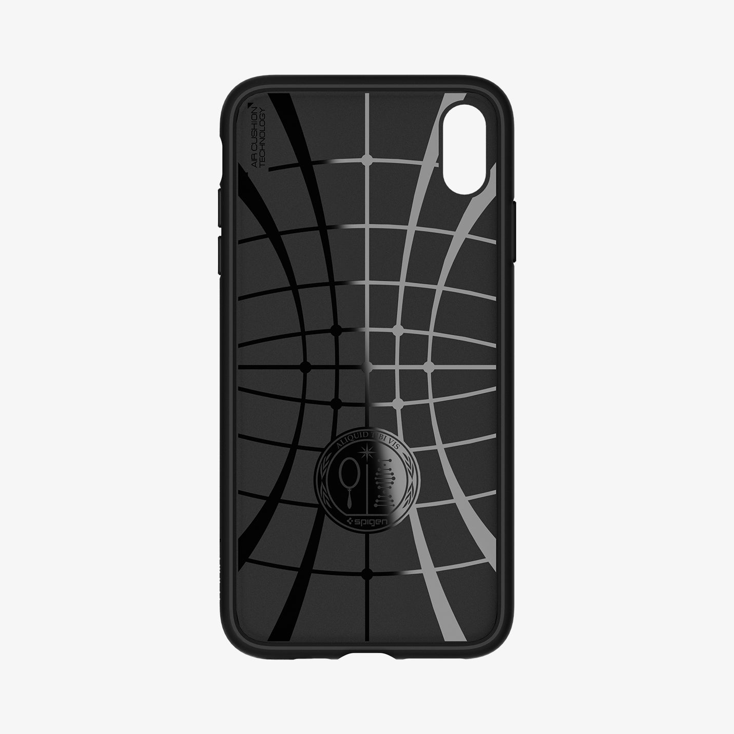 065CS25126  - iPhone XS Max Case Liquid Air in  Matte Black showing the inner case with spider web pattern