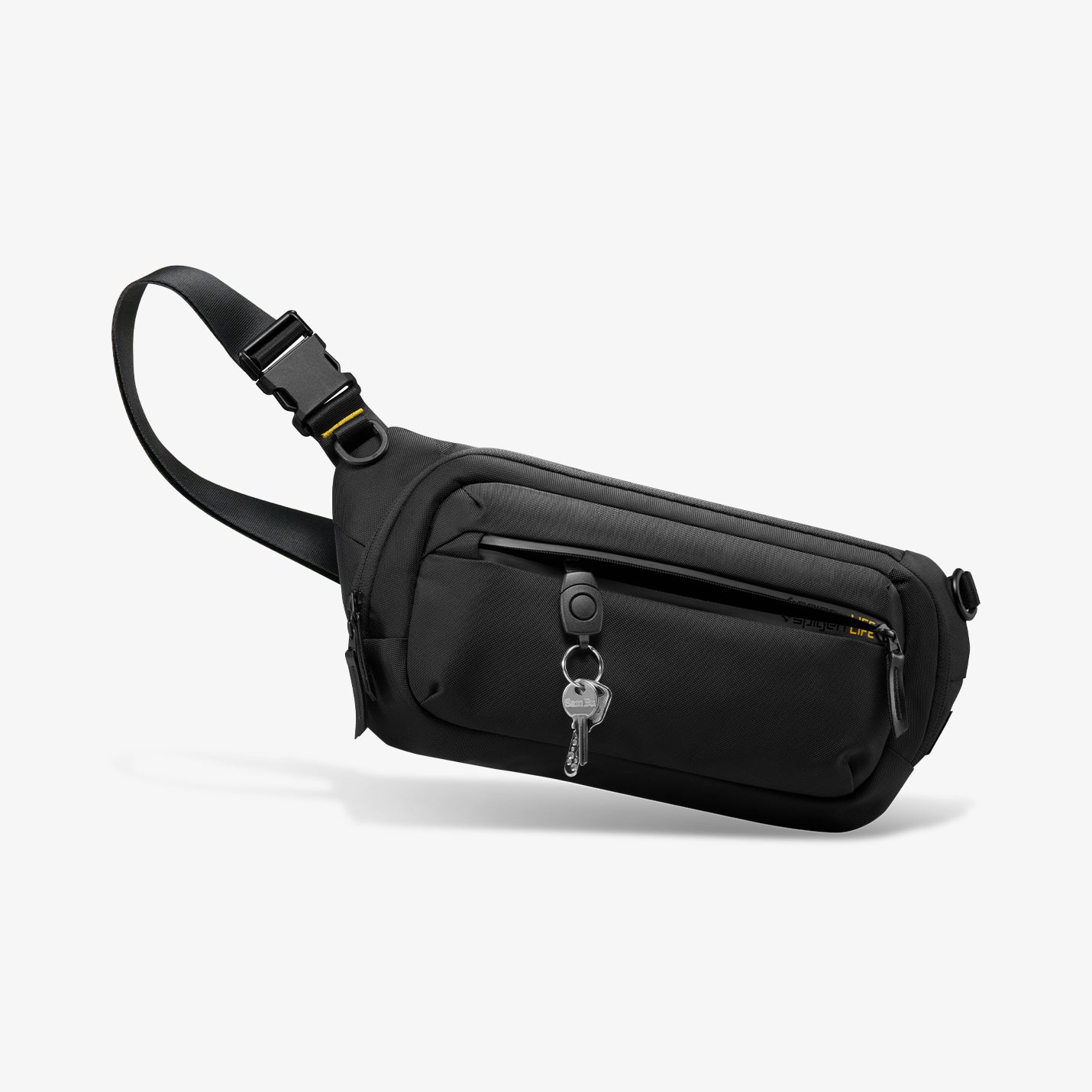 AFA07482 - Sling Bag KD410 in Black showing the front and partial side with strap