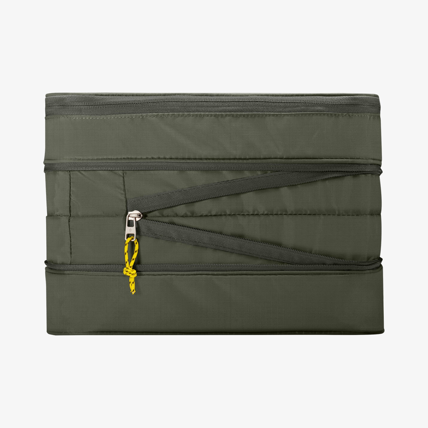 AFA08478 - Travel Packing Cubes KD600 large size in Hunter Green showing the side, with extension zipper