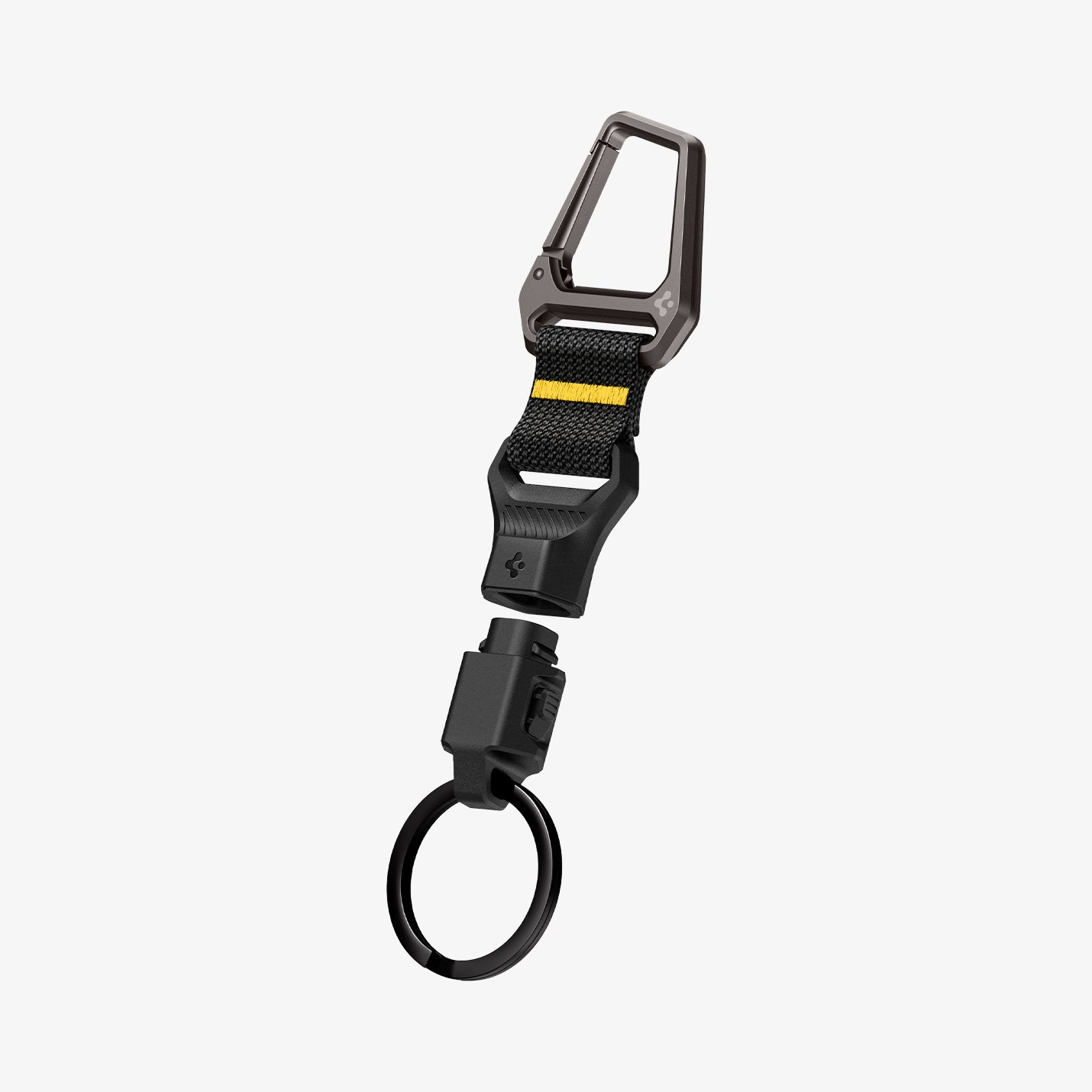 AHP06846 - Carabiner (Magnetic Keychain) in Black showing the front and partial side with bottom partially detached