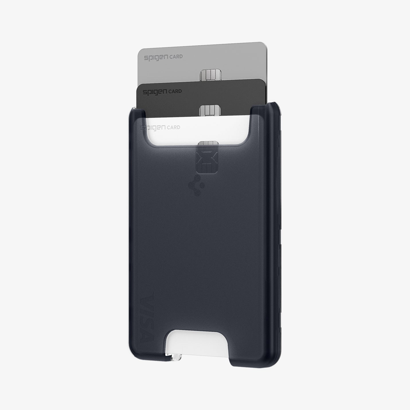 AFA07398 - MagSafe Card Holder Classic C1 (MagFit) in Graphite showing the front, partial side with 3 cards inserted