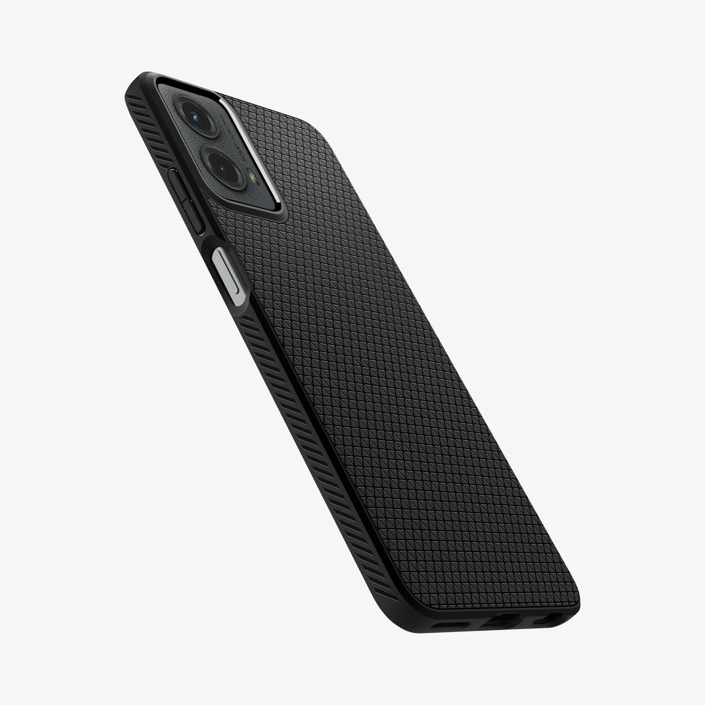 ACS07768 - Moto G 5G (2024) Case Liquid Air in Matte Black showing the back, partial side with side buttons and partial bottom