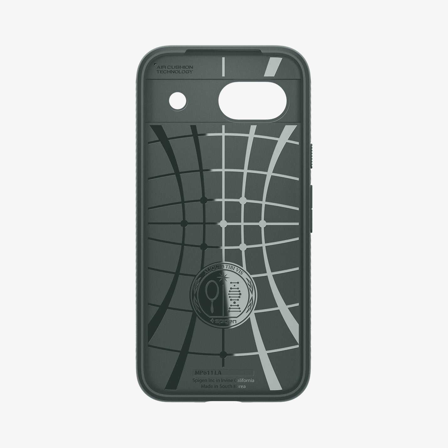 ACS07258 - Pixel 8a Case Liquid Air in Abyss Green showing the inner case with spider web pattern