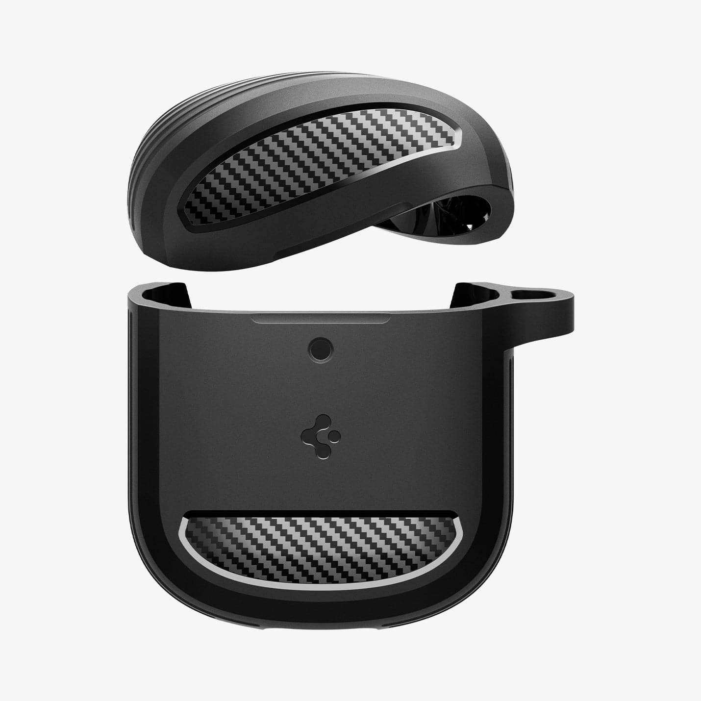 ACS07604 - Pixel Buds Pro 2 Case Rugged Armor in Matte Black showing the front and top of case bending to show the flexibility