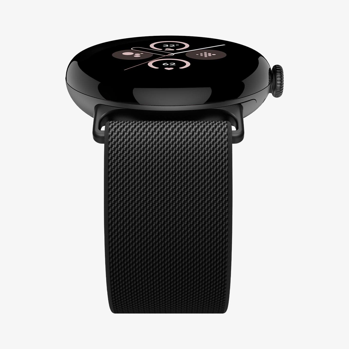 AMP07601 - Pixel Watch 3 (45mm) Case Lite Fit in Black showing the side and partial bottom