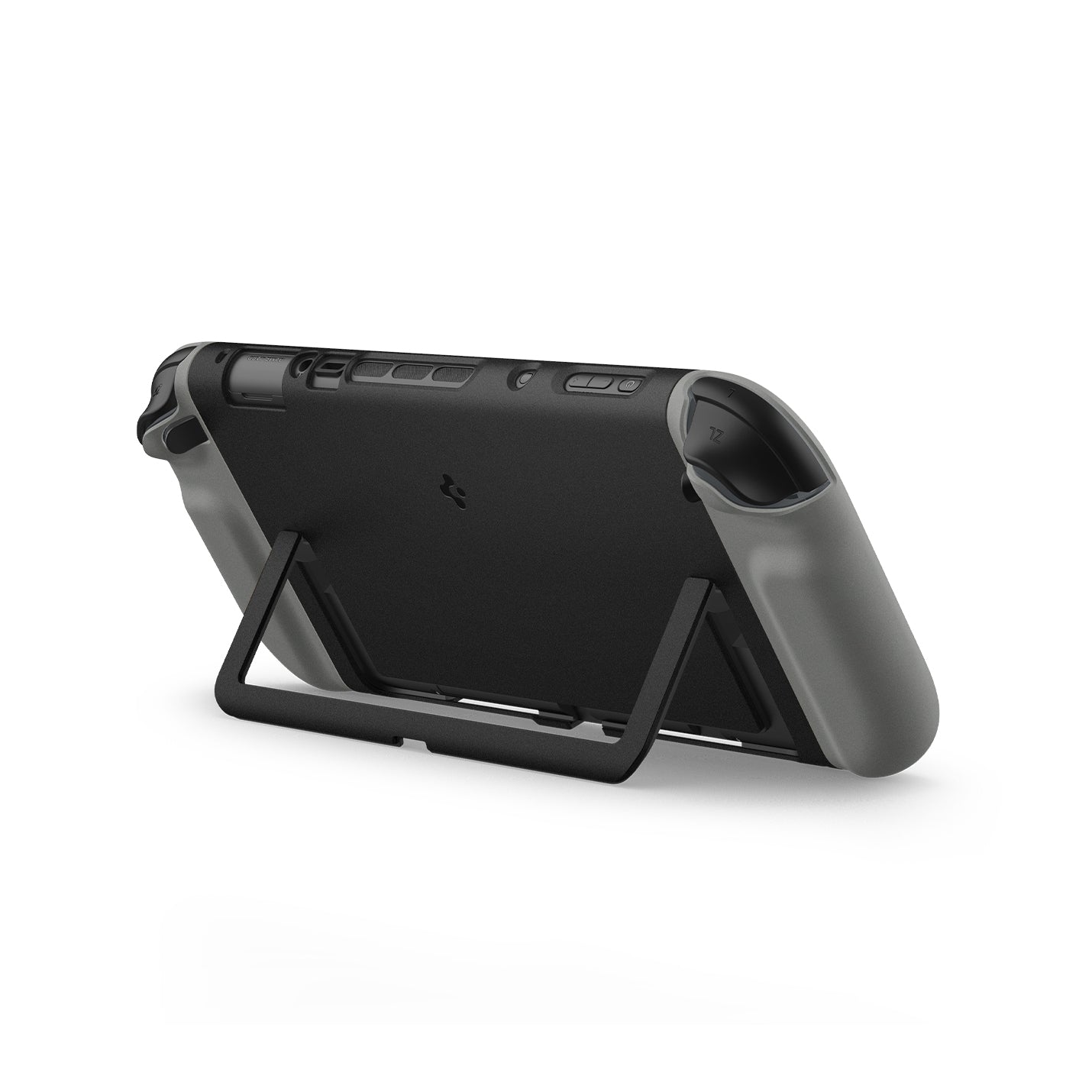 ACS09343 - Nintendo Switch 2 Case Nano Pop in Black Sesame showing the back, top and partial side propped up with the built-in kickstand