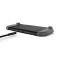 ACS09343 - Nintendo Switch 2 Case Nano Pop in Black Sesame showing the partial back, bottom and side with charging cable ready to plug in