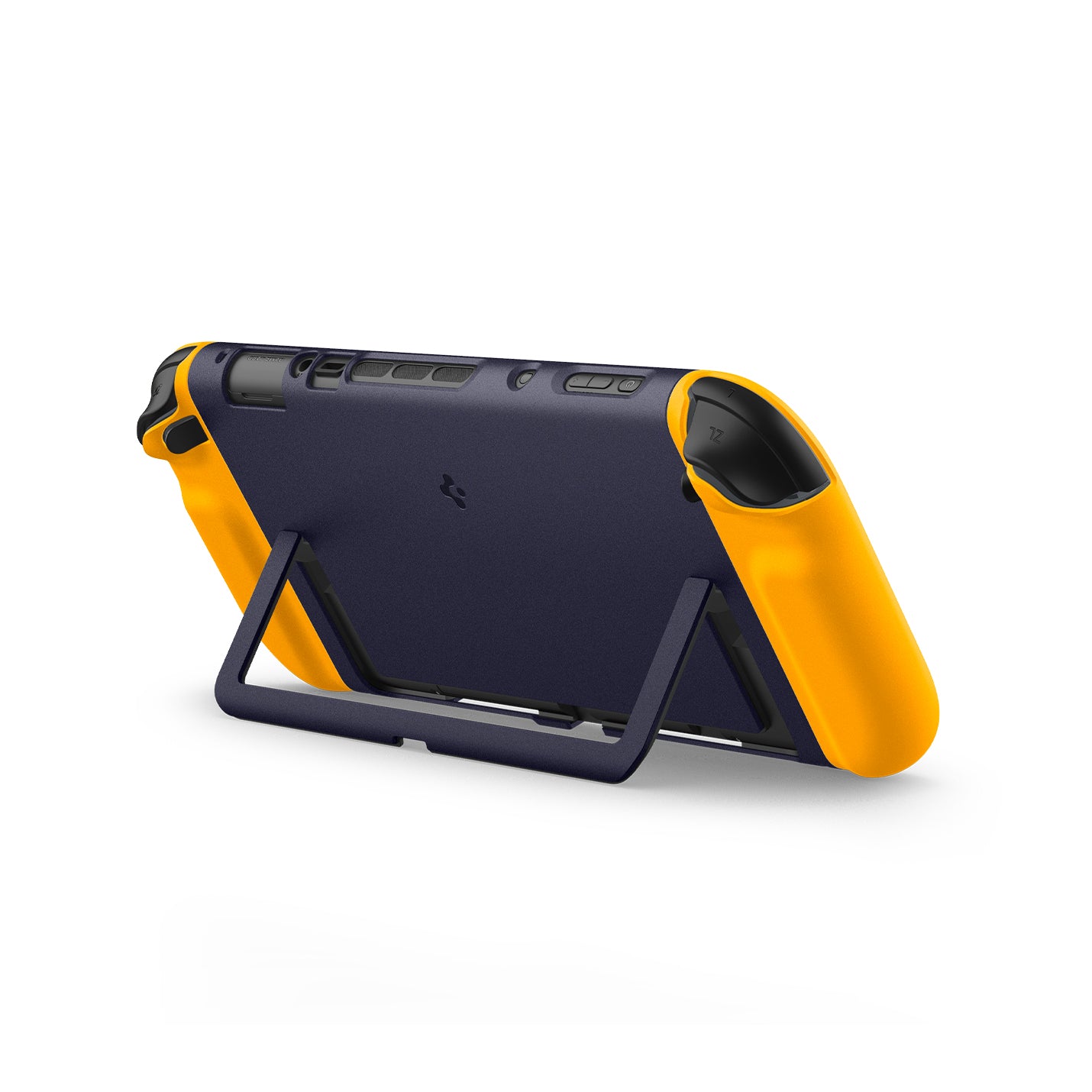 ACS09076 - Nintendo Switch 2 Case Nano Pop in Blueberry Navy showing the back, top and partial side propped up with the built-in kickstand