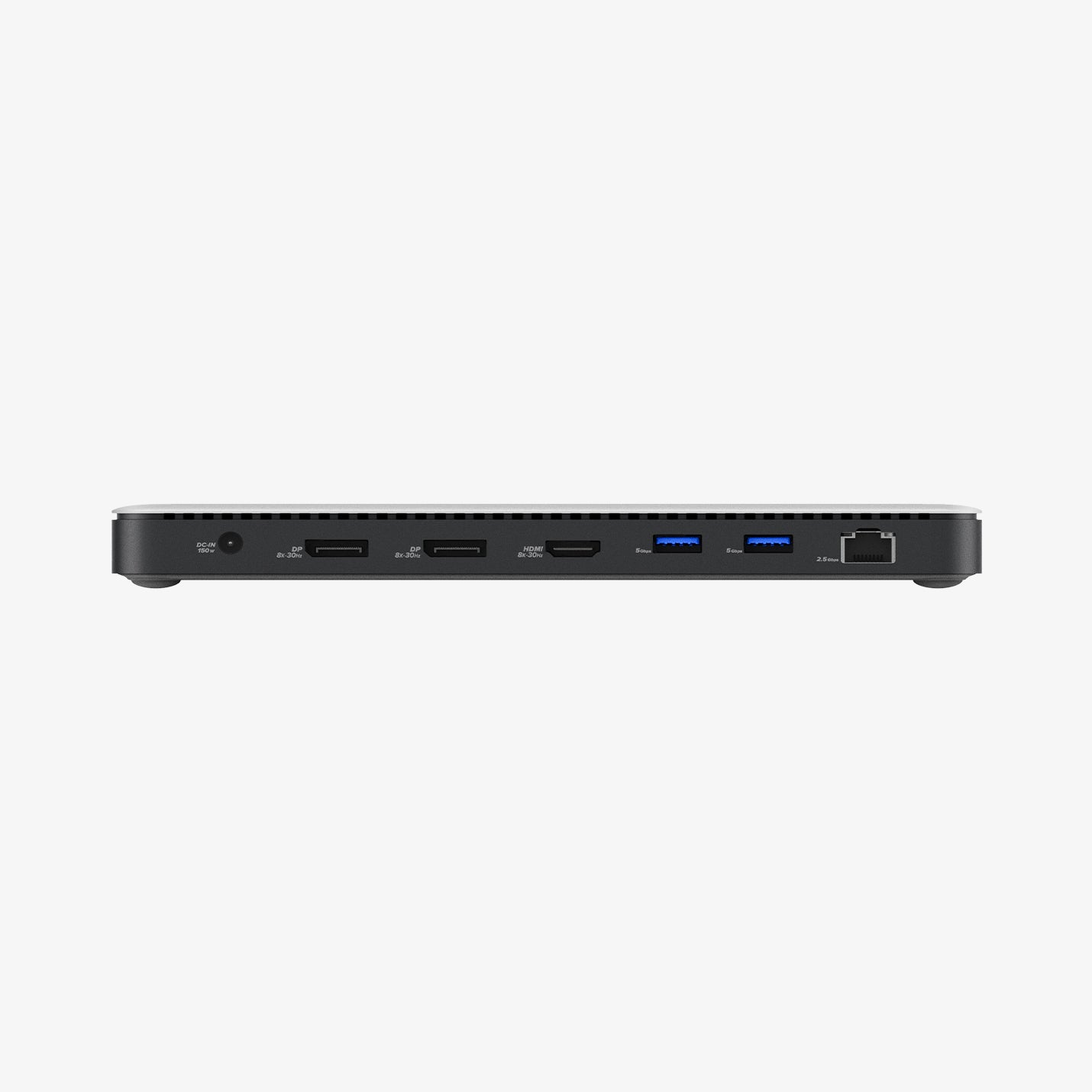 ACA06518 - ArcDock Pro Multi Hub PD2307 in Space Gray showing the side of a multi hub with lan, usb-3.0, hdmi  2 other ports 