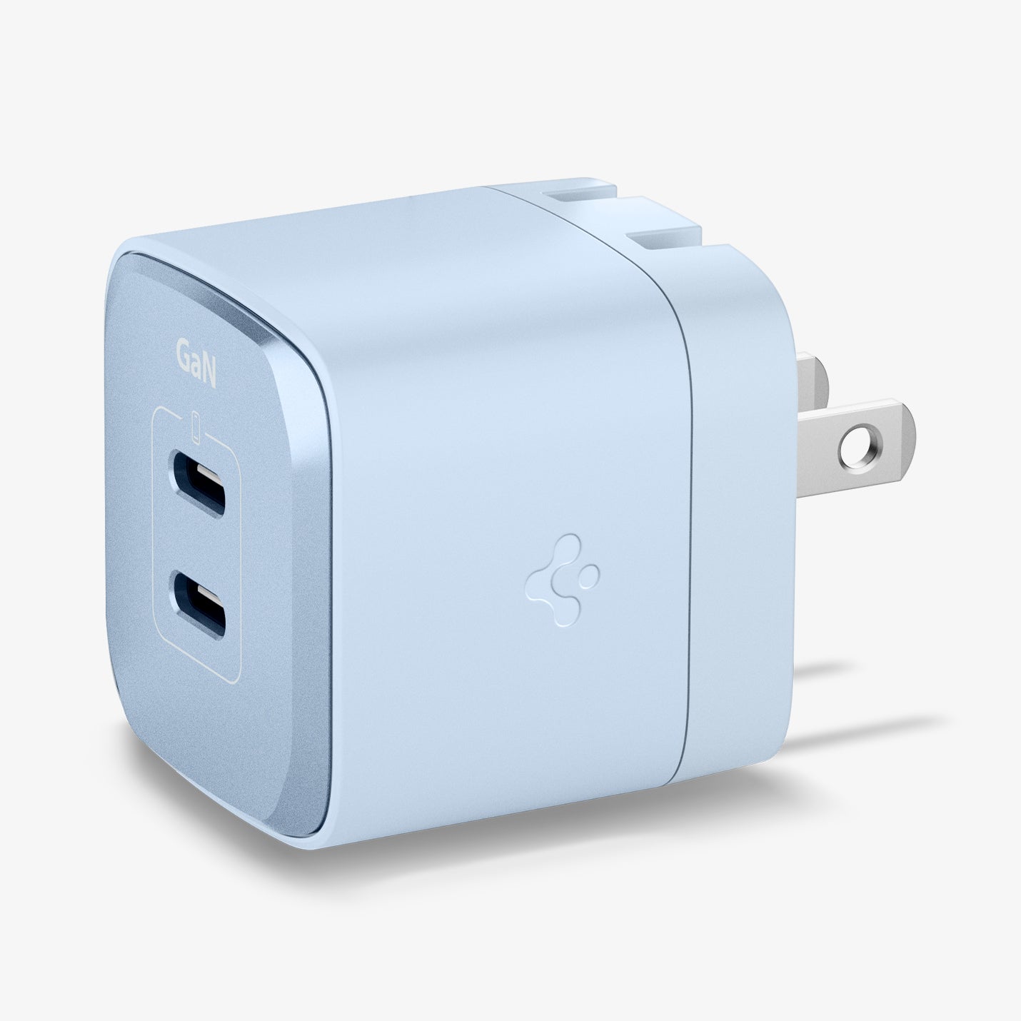 ACH05144 - ArcStation™ Pro GaN 352 Dual USB-C Wall Charger PE2202 in Sierra Blue showing the front and sides with partial power plug