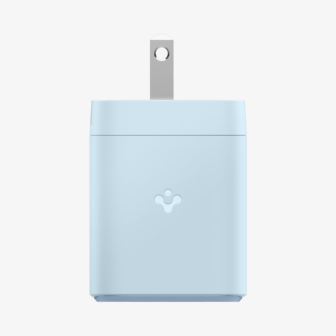 ACH05162 - ArcStation™ Pro GaN 652 Dual USB-C Wall Charger PE2204 in Sierra Blue showing the side of the wall charger with the spigen logo