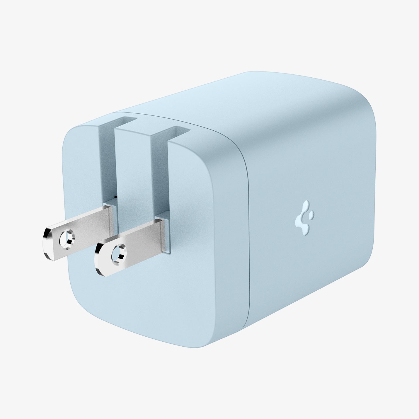 ACH05162 - ArcStation™ Pro GaN 652 Dual USB-C Wall Charger PE2204 in Sierra Blue showing both sides and bottom with power connector sticking out from the wall charger