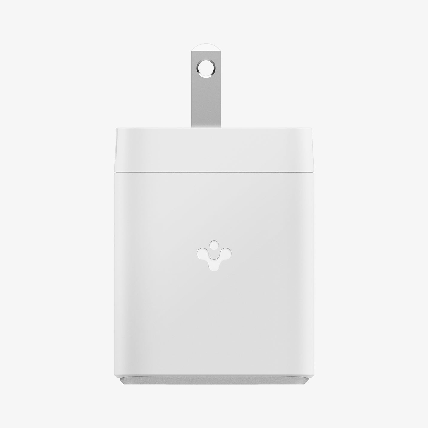 ACH05161 - ArcStation™ Pro GaN 652 Dual USB-C Wall Charger PE2204 in White showing the side of the wall charger with the spigen logo