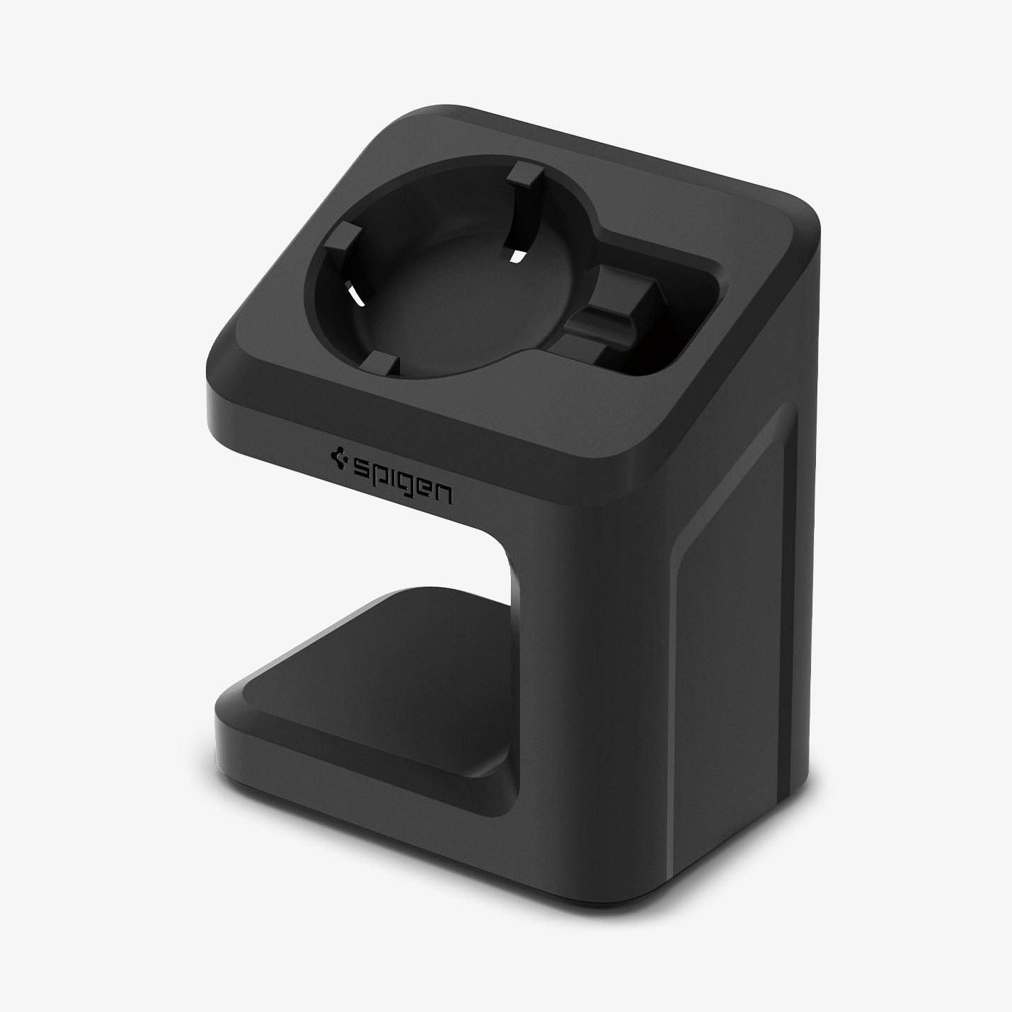 AMP07393 - Pixel Watch Stand Black S355 showing the top, back, side and partial inner