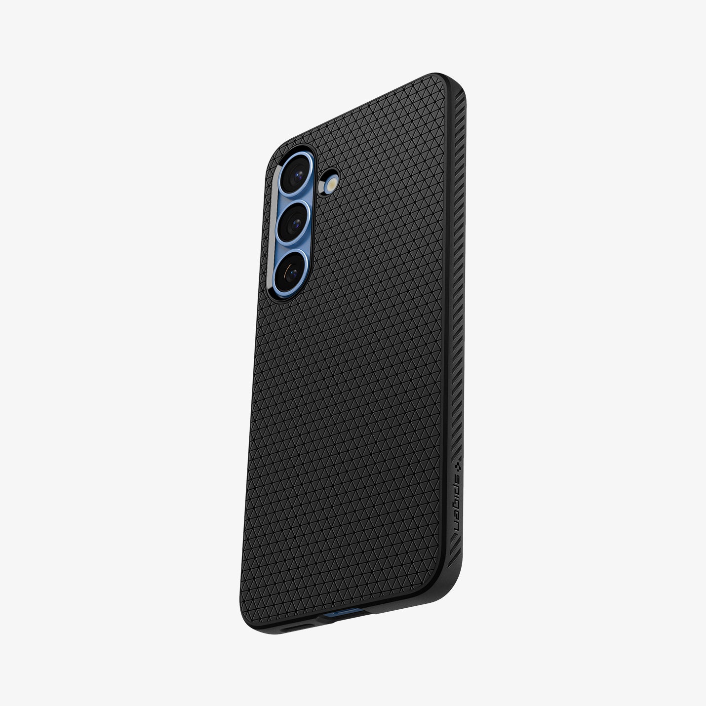 ACS08979 - Galaxy S25 Plus Case Liquid Air in Matte Black showing the 
back, partial side and bottom