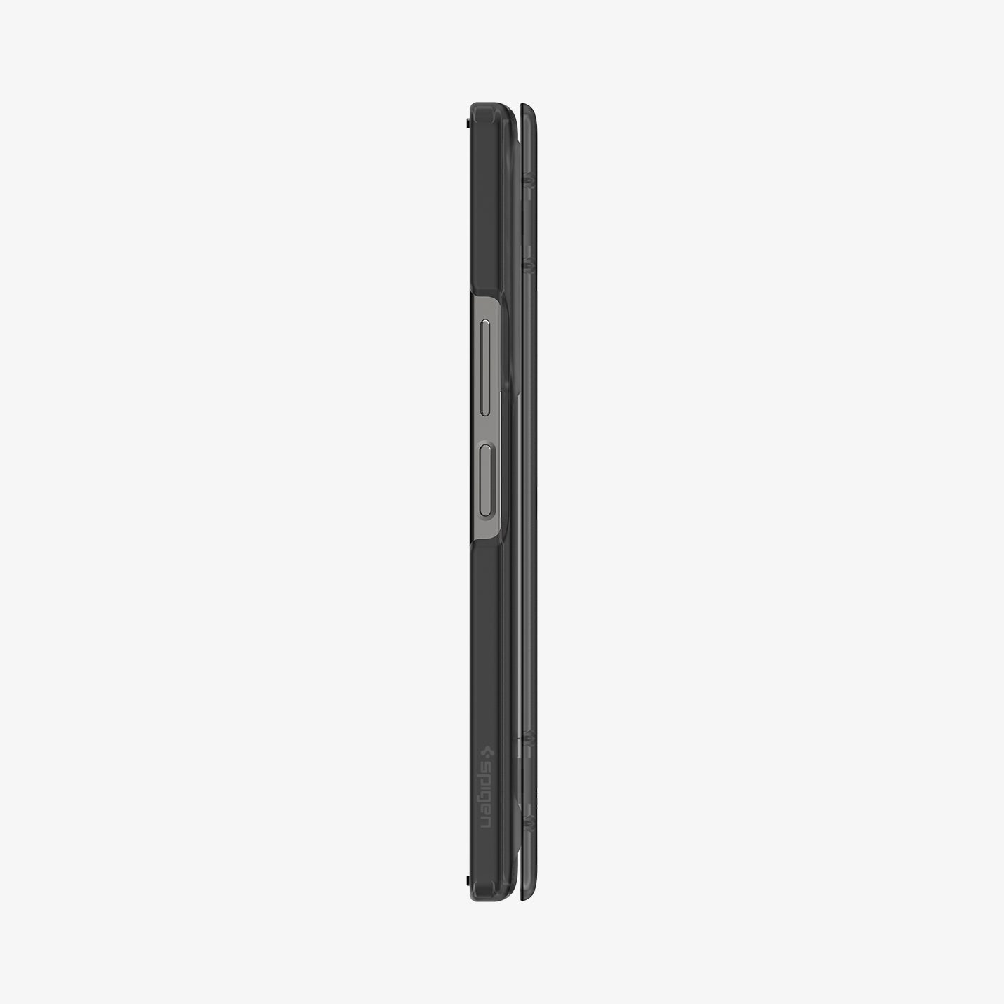 ACS07814 - Galaxy Z Fold 6 Case Ultra Hybrid Pro in Frost Gray showing the side folded with volume buttons