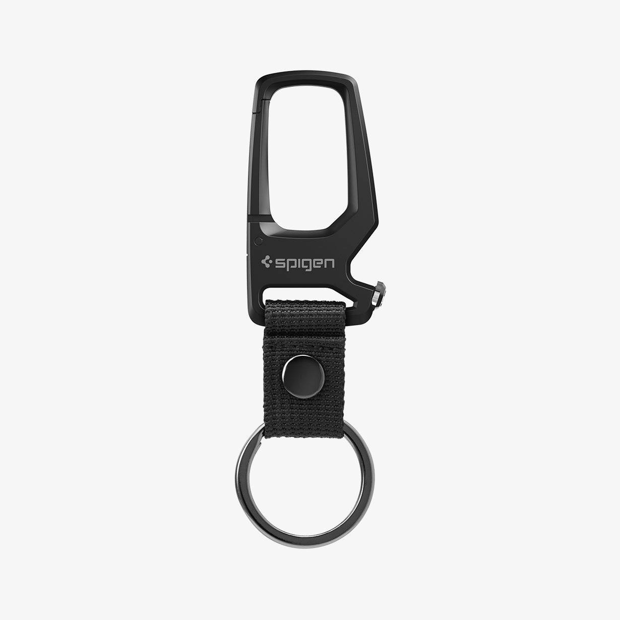 AHP08270 - Carabiner + Keyring in black showing the front