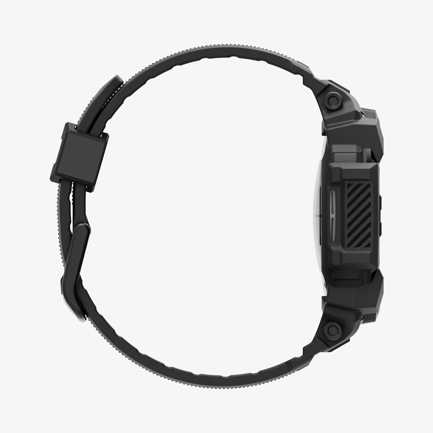 ACS08336 - Galaxy Watch 7 (40mm) Rugged Armor Pro in Matte Black showing the side facing right