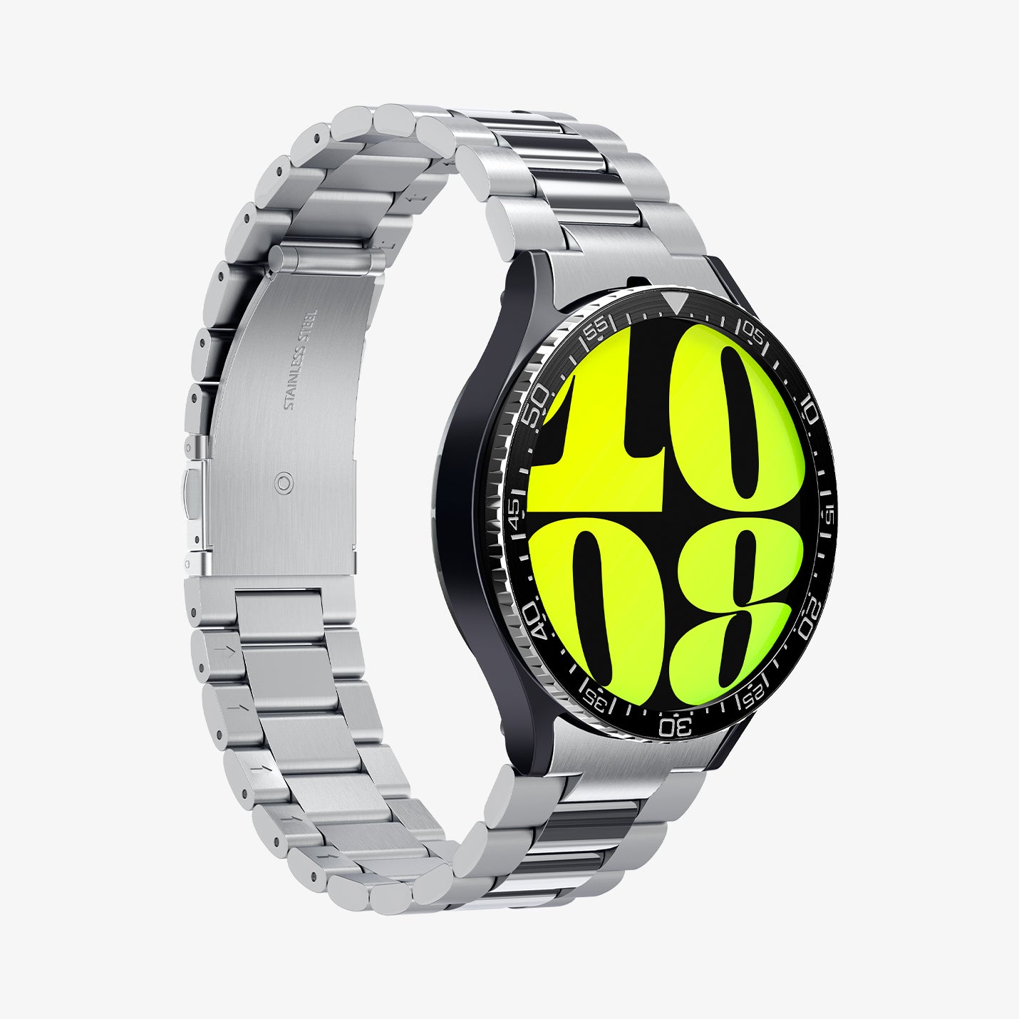 ACS08339 - Galaxy Watch 7 (44mm) Bezel Tune in Black showing the front, sides, inner sides and bottom